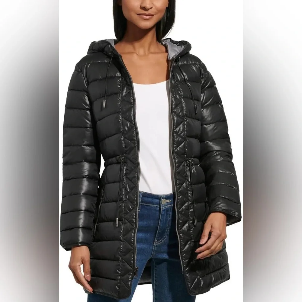❤️Kenneth Cole Women's Quilted Black Puffer Coat Size XS - Picture 5 of 11